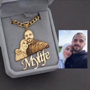Gouden Custom Foto en Text Keting Uniek